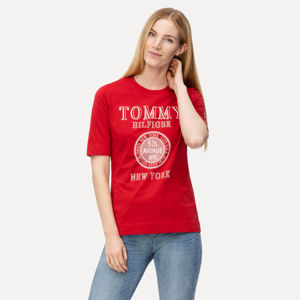 Tommy Hilfiger dámské červené tričko Darcy - M (XBE)